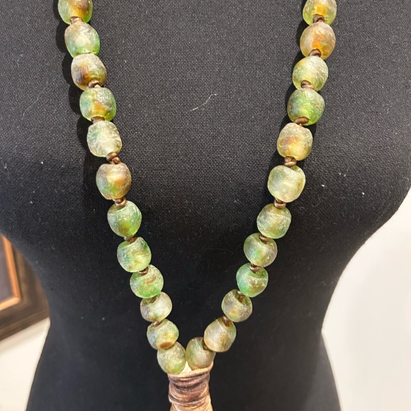 Gem Stone Necklace with soft authentic leather tassel! Original Price $300 - Picture 3 of 4